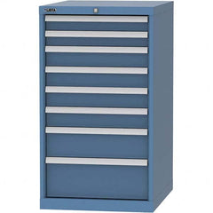 LISTA - 8 Drawer, 99 Compartment Bright Blue Steel Modular Storage Cabinet - Industrial Tool & Supply
