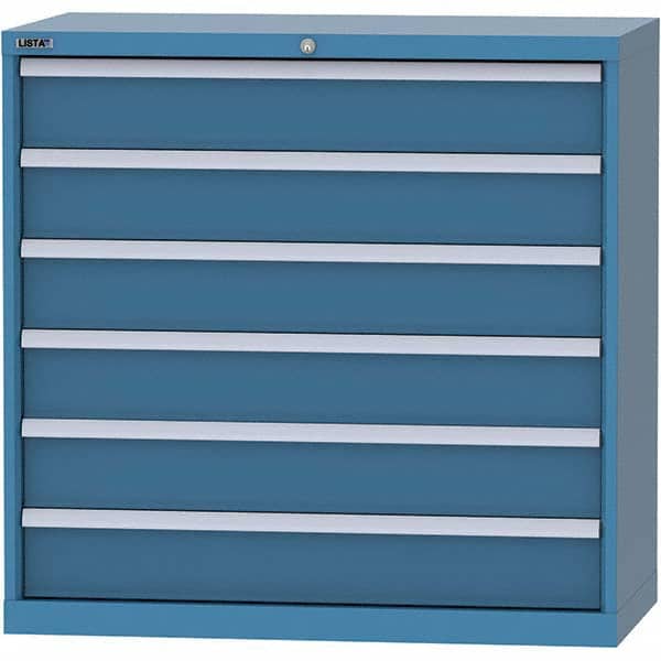 LISTA - 6 Drawer, 84 Compartment Bright Blue Steel Modular Storage Cabinet - Industrial Tool & Supply