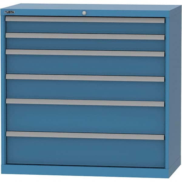 LISTA - 6 Drawer, 84 Compartment Bright Blue Steel Modular Storage Cabinet - Industrial Tool & Supply