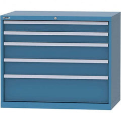 LISTA - 5 Drawer, 99 Compartment Bright Blue Steel Modular Storage Cabinet - Industrial Tool & Supply