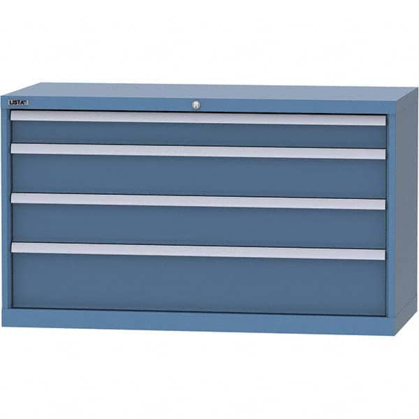 LISTA - 4 Drawer, 99 Compartment Bright Blue Steel Modular Storage Cabinet - Industrial Tool & Supply