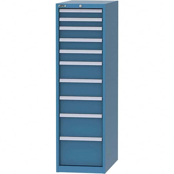 LISTA - 10 Drawer, 45 Compartment Bright Blue Steel Modular Storage Cabinet - Industrial Tool & Supply