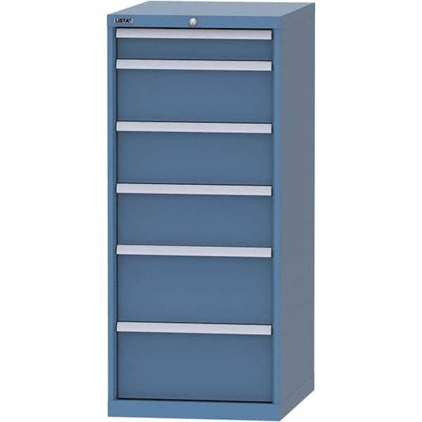 LISTA - 6 Drawer, 99 Compartment Bright Blue Steel Modular Storage Cabinet - Industrial Tool & Supply