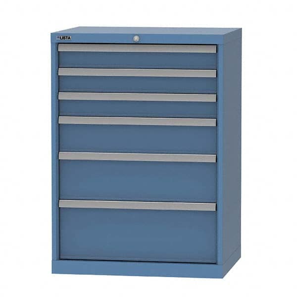 LISTA - 6 Drawer, 124 Compartment Bright Blue Steel Modular Storage Cabinet - Industrial Tool & Supply