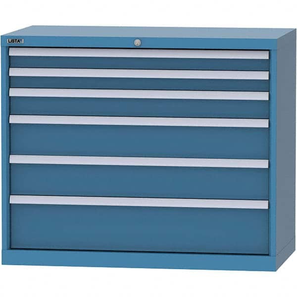 LISTA - 6 Drawer, 84 Compartment Bright Blue Steel Modular Storage Cabinet - Industrial Tool & Supply