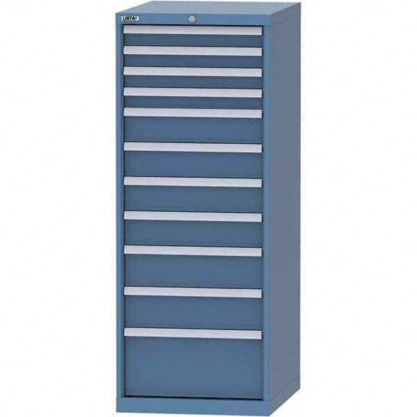 LISTA - 11 Drawer, 99 Compartment Bright Blue Steel Modular Storage Cabinet - Industrial Tool & Supply