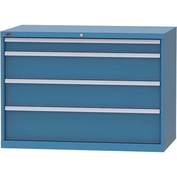 LISTA - 4 Drawer, 99 Compartment Bright Blue Steel Modular Storage Cabinet - Industrial Tool & Supply