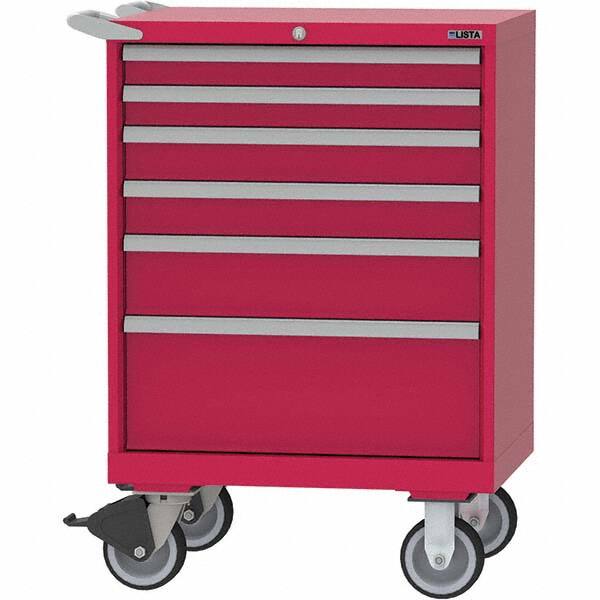 LISTA - 6 Drawer, 124 Compartment Red Steel Modular Storage Cabinet - Industrial Tool & Supply