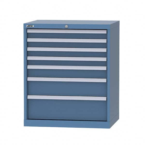 LISTA - 7 Drawer, 124 Compartment Bright Blue Steel Modular Storage Cabinet - Industrial Tool & Supply