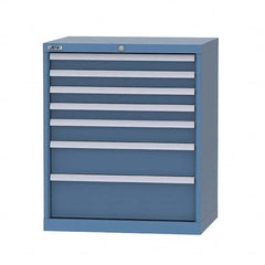 LISTA - 7 Drawer, 124 Compartment Bright Blue Steel Modular Storage Cabinet - Industrial Tool & Supply