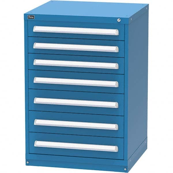 Vidmar - 7 Drawer, 124 Compartment Bright Blue Steel Modular Storage Cabinet - Industrial Tool & Supply