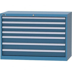 LISTA - 7 Drawer, 84 Compartment Bright Blue Steel Modular Storage Cabinet - Industrial Tool & Supply