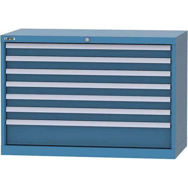 LISTA - 7 Drawer, 84 Compartment Bright Blue Steel Modular Storage Cabinet - Industrial Tool & Supply