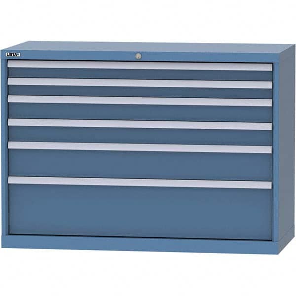 LISTA - 6 Drawer, 99 Compartment Bright Blue Steel Modular Storage Cabinet - Industrial Tool & Supply