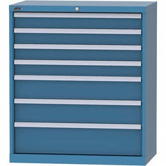 LISTA - 7 Drawer, 84 Compartment Bright Blue Steel Modular Storage Cabinet - Industrial Tool & Supply