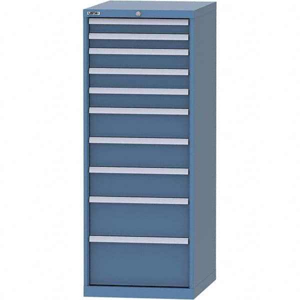 LISTA - 10 Drawer, 99 Compartment Bright Blue Steel Modular Storage Cabinet - Industrial Tool & Supply