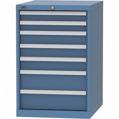 LISTA - 7 Drawer, 99 Compartment Bright Blue Steel Modular Storage Cabinet - Industrial Tool & Supply