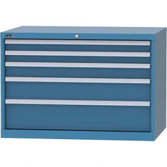 LISTA - 5 Drawer, 84 Compartment Bright Blue Steel Modular Storage Cabinet - Industrial Tool & Supply