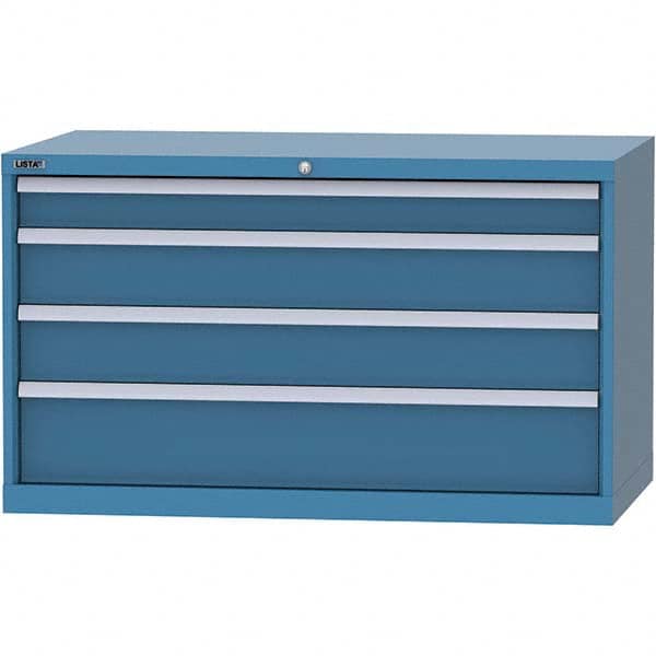 LISTA - 4 Drawer, 99 Compartment Bright Blue Steel Modular Storage Cabinet - Industrial Tool & Supply