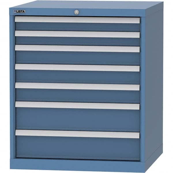 LISTA - 7 Drawer, 45 Compartment Bright Blue Steel Modular Storage Cabinet - Industrial Tool & Supply