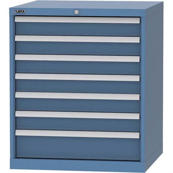 LISTA - 7 Drawer, 45 Compartment Bright Blue Steel Modular Storage Cabinet - Industrial Tool & Supply