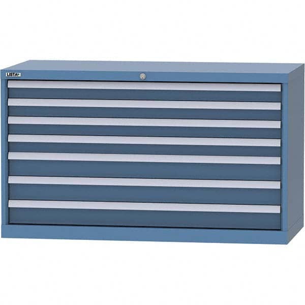 LISTA - 7 Drawer, 99 Compartment Bright Blue Steel Modular Storage Cabinet - Industrial Tool & Supply