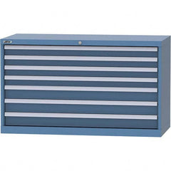 LISTA - 7 Drawer, 99 Compartment Bright Blue Steel Modular Storage Cabinet - Industrial Tool & Supply