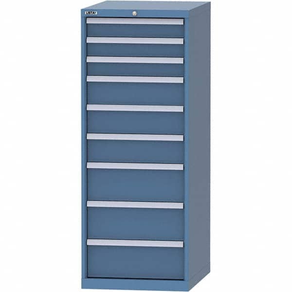 LISTA - 9 Drawer, 99 Compartment Bright Blue Steel Modular Storage Cabinet - Industrial Tool & Supply