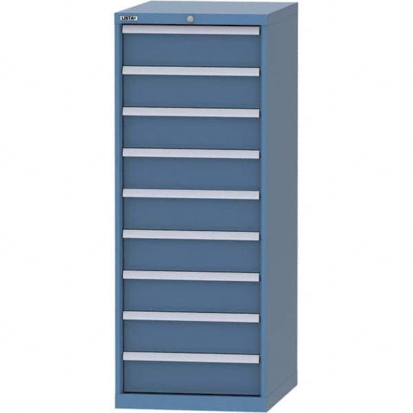 LISTA - 9 Drawer, 99 Compartment Bright Blue Steel Modular Storage Cabinet - Industrial Tool & Supply