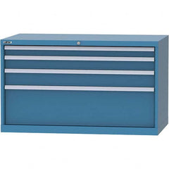 LISTA - 4 Drawer, 99 Compartment Bright Blue Steel Modular Storage Cabinet - Industrial Tool & Supply