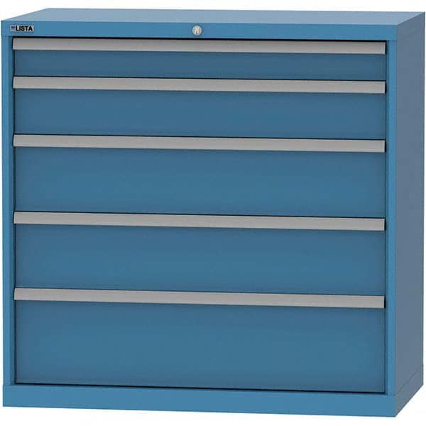 LISTA - 5 Drawer, 84 Compartment Bright Blue Steel Modular Storage Cabinet - Industrial Tool & Supply