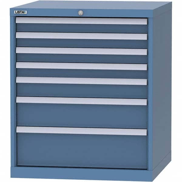LISTA - 7 Drawer, 45 Compartment Bright Blue Steel Modular Storage Cabinet - Industrial Tool & Supply