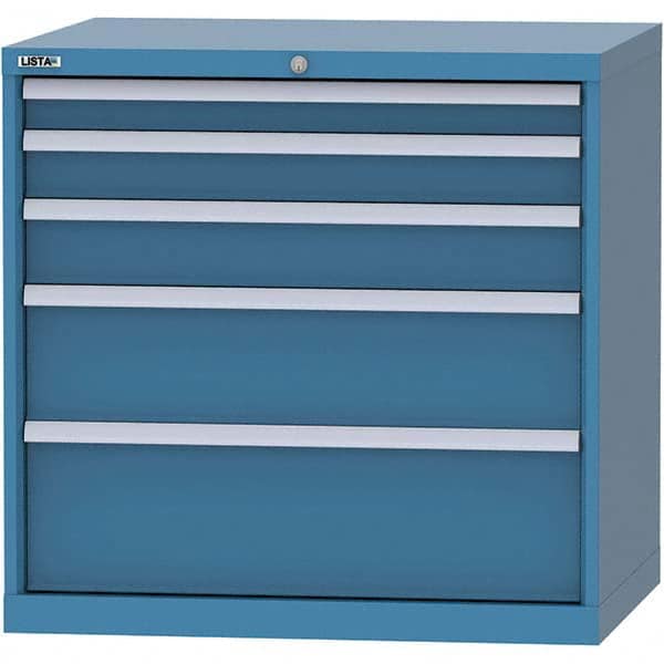 LISTA - 5 Drawer, 84 Compartment Bright Blue Steel Modular Storage Cabinet - Industrial Tool & Supply