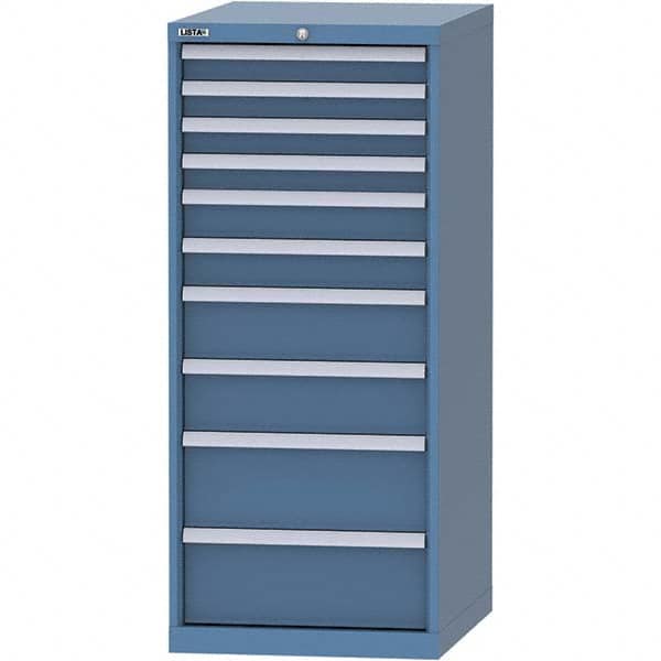 LISTA - 10 Drawer, 99 Compartment Bright Blue Steel Modular Storage Cabinet - Industrial Tool & Supply