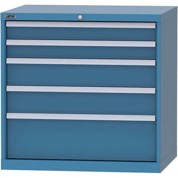 LISTA - 5 Drawer, 84 Compartment Bright Blue Steel Modular Storage Cabinet - Industrial Tool & Supply
