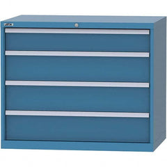LISTA - 4 Drawer, 99 Compartment Bright Blue Steel Modular Storage Cabinet - Industrial Tool & Supply