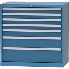 LISTA - 7 Drawer, 84 Compartment Bright Blue Steel Modular Storage Cabinet - Industrial Tool & Supply