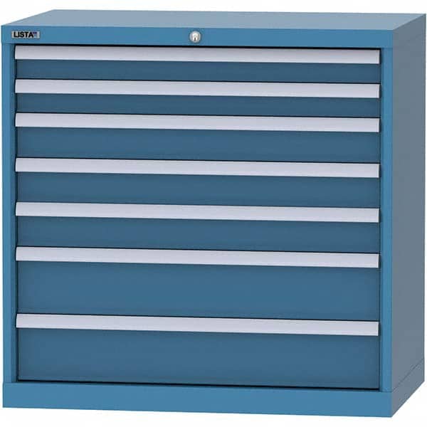 LISTA - 7 Drawer, 84 Compartment Bright Blue Steel Modular Storage Cabinet - Industrial Tool & Supply
