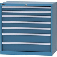 LISTA - 7 Drawer, 84 Compartment Bright Blue Steel Modular Storage Cabinet - Industrial Tool & Supply