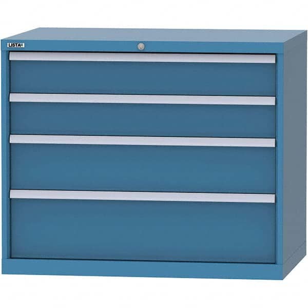LISTA - 4 Drawer, 84 Compartment Bright Blue Steel Modular Storage Cabinet - Industrial Tool & Supply