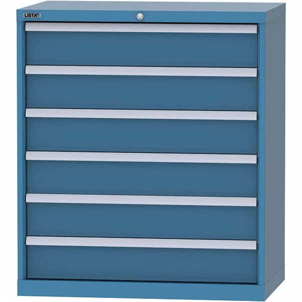 LISTA - 6 Drawer, 84 Compartment Bright Blue Steel Modular Storage Cabinet - Industrial Tool & Supply