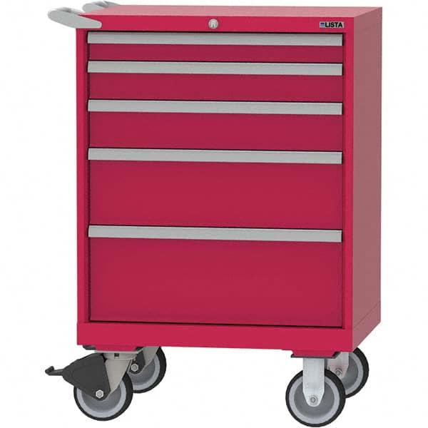 LISTA - 5 Drawer, 124 Compartment Red Steel Modular Storage Cabinet - Industrial Tool & Supply