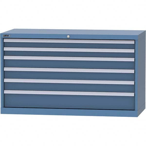 LISTA - 6 Drawer, 99 Compartment Bright Blue Steel Modular Storage Cabinet - Industrial Tool & Supply