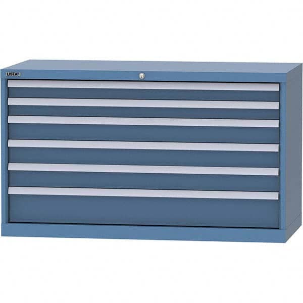 LISTA - 6 Drawer, 99 Compartment Bright Blue Steel Modular Storage Cabinet - Industrial Tool & Supply