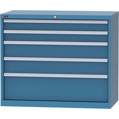 LISTA - 5 Drawer, 84 Compartment Bright Blue Steel Modular Storage Cabinet - Industrial Tool & Supply