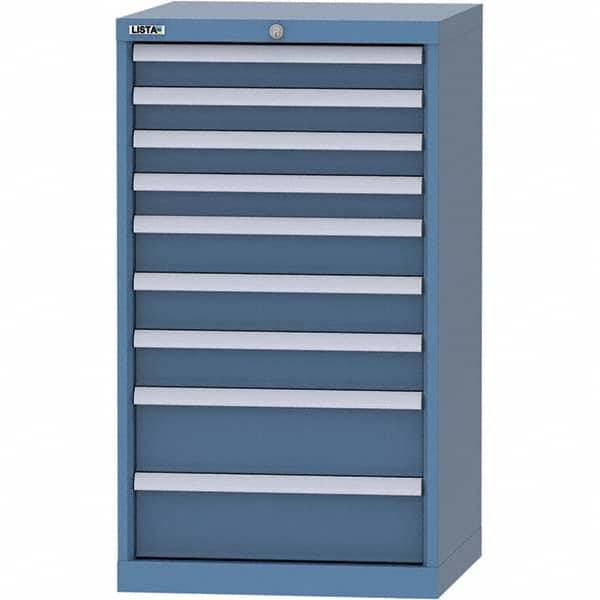 LISTA - 9 Drawer, 84 Compartment Bright Blue Steel Modular Storage Cabinet - Industrial Tool & Supply