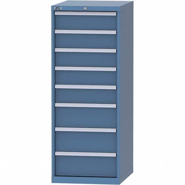 LISTA - 8 Drawer, 99 Compartment Bright Blue Steel Modular Storage Cabinet - Industrial Tool & Supply
