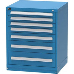 Vidmar - 7 Drawer, 344 Compartment Bright Blue Steel Modular Storage Cabinet - Industrial Tool & Supply