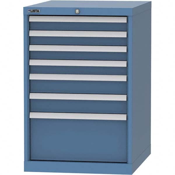LISTA - 7 Drawer, 99 Compartment Bright Blue Steel Modular Storage Cabinet - Industrial Tool & Supply