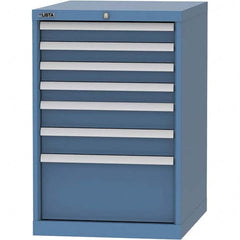 LISTA - 7 Drawer, 99 Compartment Bright Blue Steel Modular Storage Cabinet - Industrial Tool & Supply